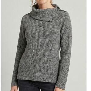 Merrell Small Gray Sweater Button Cowl Neck Helio Soft Knit
